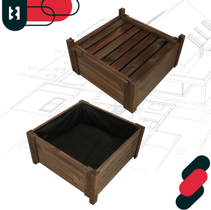 KOTARBAU® Blumenkasten - 60 x 60 x 30 cm - Pflanzkasten mit Vlies - Pflanzkübel gross aussen - Balko