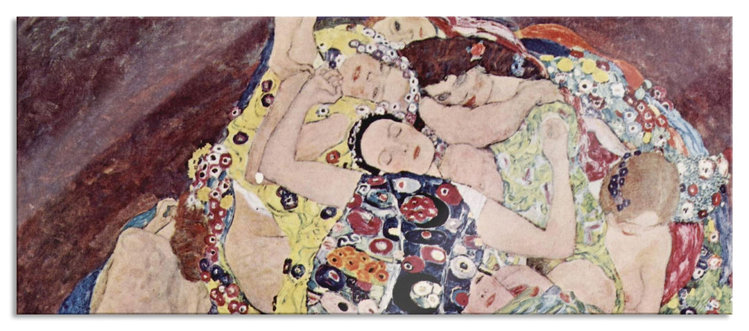 Pixxprint Glasbild Panorama, Wandbild aus Echtglas, Gustav Klimt - Die Jungfrau, 100x40 cm, inkl. Au