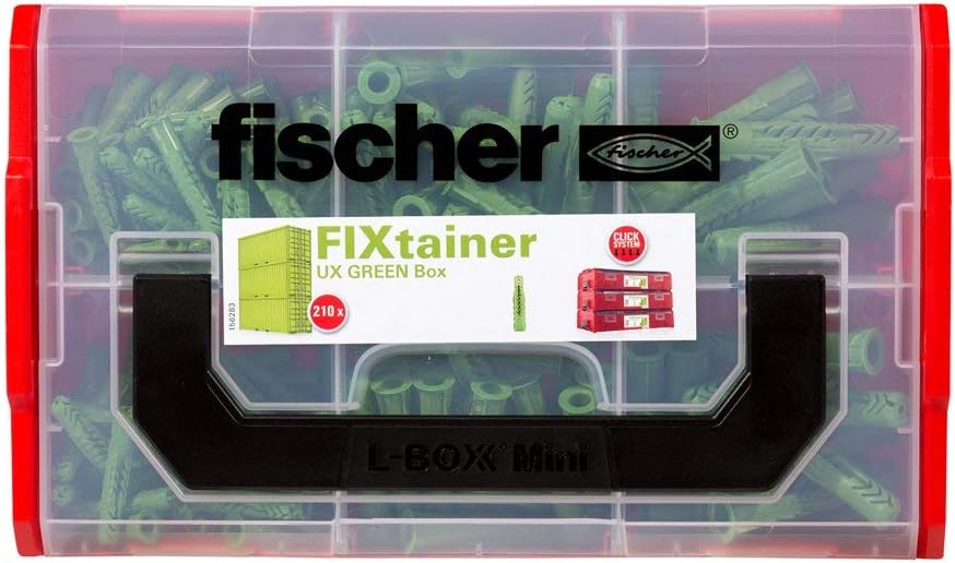 Fischer 534094 Fixtainer - Die UX GREEN Box, Dübelset, 210 Teile, Ux Green