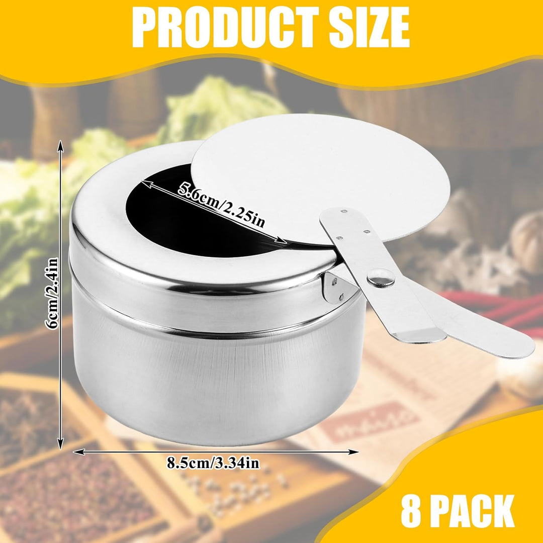 8 Stück Brennpastenbehälter Edelstahl, Brennpastenbehälter mit Deckel, Fondue Brenner, Brennpaste Be