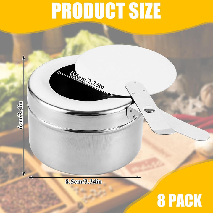 8 Stück Brennpastenbehälter Edelstahl, Brennpastenbehälter mit Deckel, Fondue Brenner, Brennpaste Be