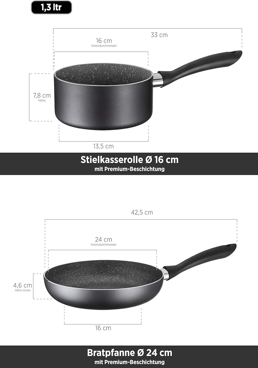MÄSER 931727 Serie Izar, Kochtopf-Set mit Premium-Antihaftbeschichtung, geeignet für Induktion, enth