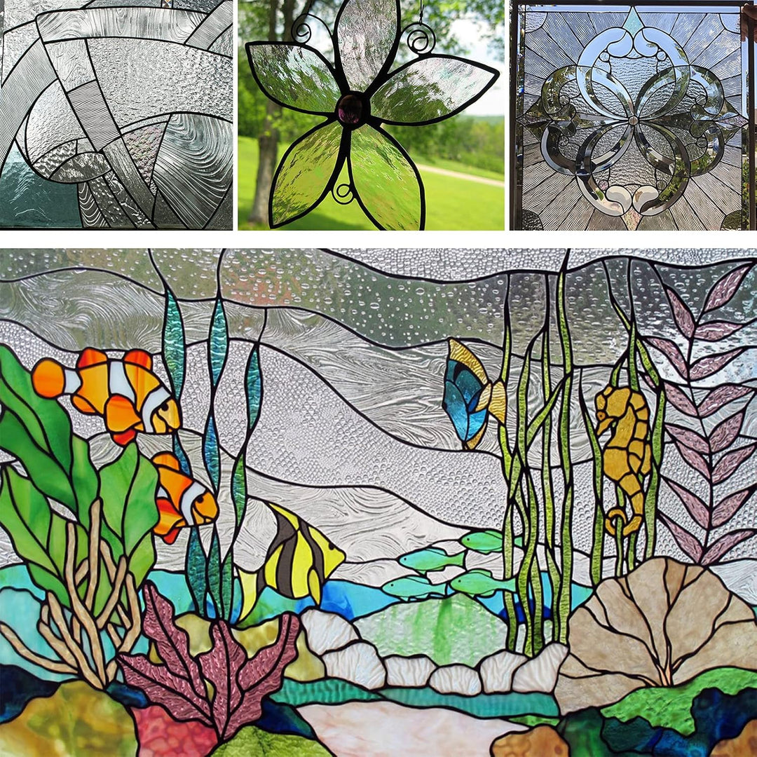 PALJOLLY Transparente strukturierte Buntglasscheiben, 10,2 x 15,2 cm, durchscheinende Kathedralen-Gl