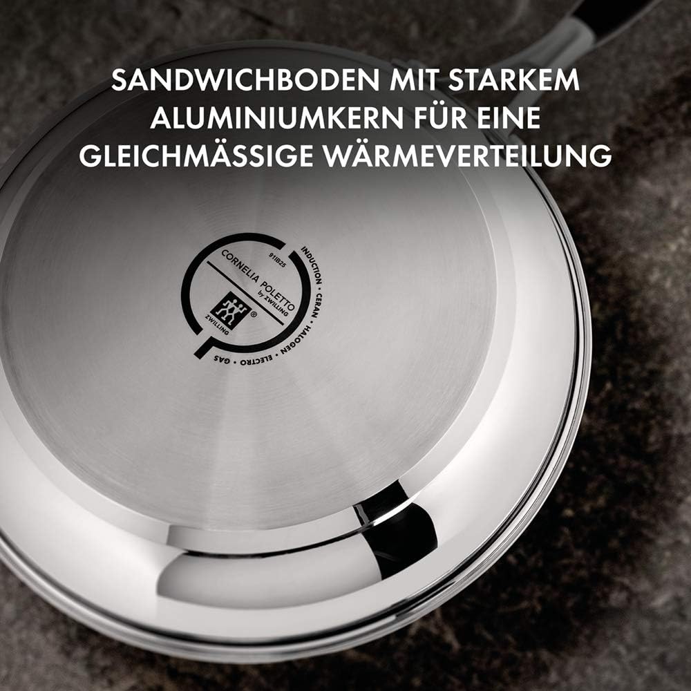 CORNELIA POLETTO BY ZWILLING Kochtopf-Set mit Pfanne, 6-teilig, 4 Deckel, Induktionsgeeignet, Edelst