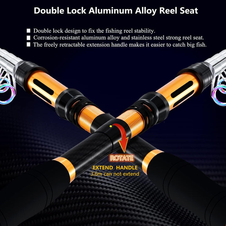 BNTTEAM Tragbare Angelrute 99% Kohlefaser Teleskopisch Superhartes Ultraleicht Angelrute für Travel