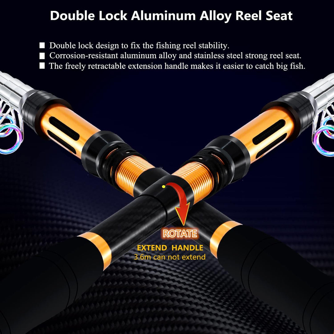 Tragbare Angelrute 99% Kohlefaser Teleskopisch Superhartes Ultraleicht Angelrute für Travel Surf Sal