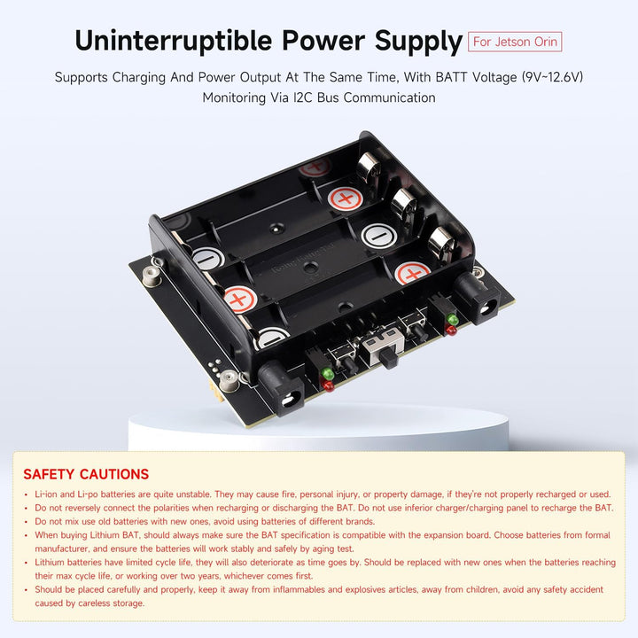 Waveshare Uninterruptible Power Supply UPS Module (C) for Jetson Orin, Supports 21700 Li Batt (NOT I