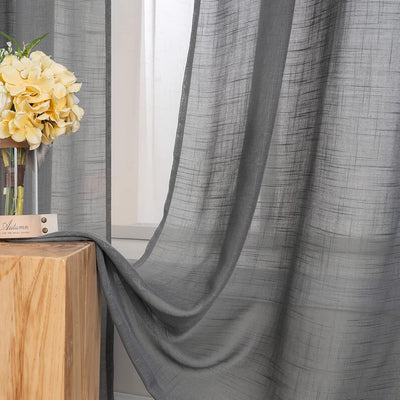 MIULEE 2er Set Voile Vorhang Sheer Leinenvorhang mit Ösen Transparente Leinen Optik Gardine Ösenscha