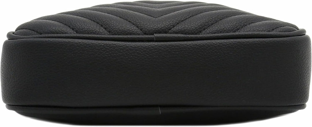 FashionPuzzle Chevron gesteppte Crossbody-Kameratasche mit Kettenriemen und Quaste Schwarz, Schwarz
