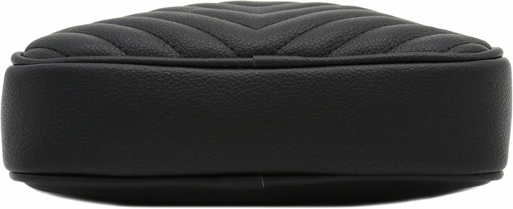 FashionPuzzle Chevron gesteppte Crossbody-Kameratasche mit Kettenriemen und Quaste Schwarz, Schwarz