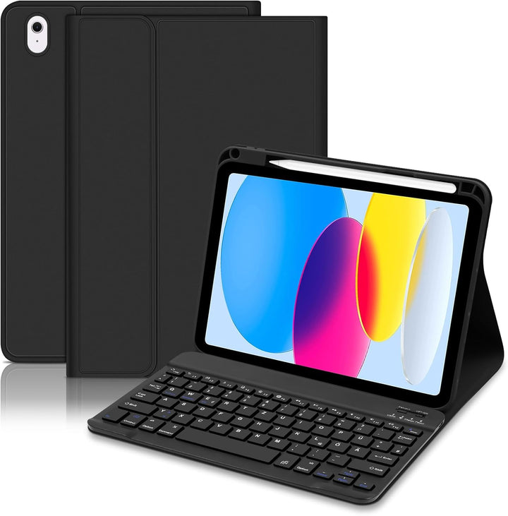 Hülle mit Tastatur für Ipad A16 11 Generation 2025/10 Generation 2022 (10,9/11 Zoll) - QWERTZ Layout