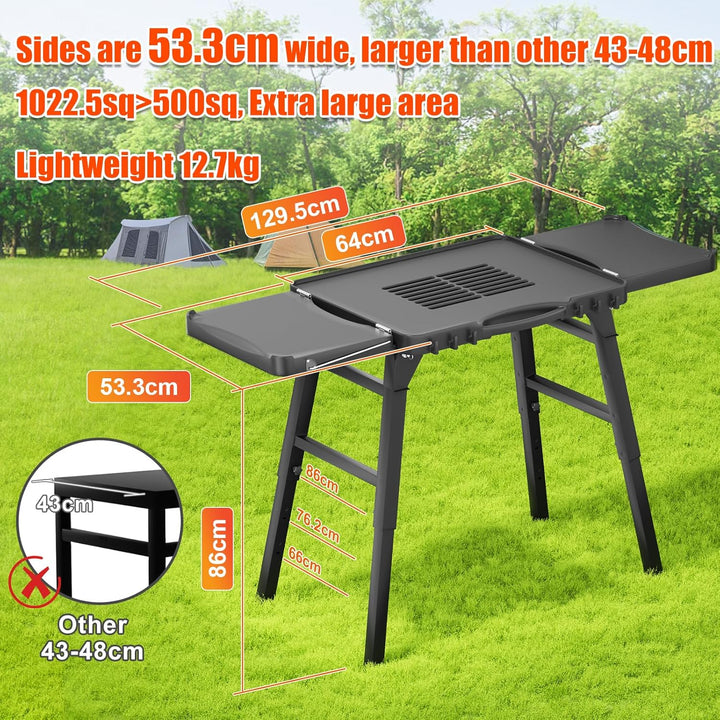 GFTIME Universeller Tragbarer Grillwagen für Enders Urban, Weber Q100/Q200/Q300, Ninja Woodfire, Bur
