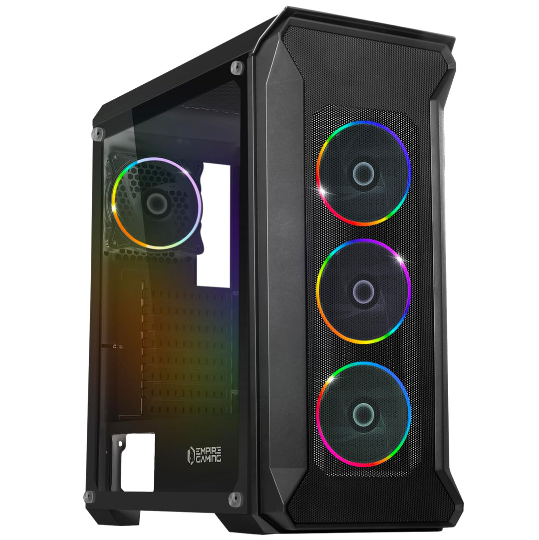 EMPIRE GAMING – Darkwitcher - PC Gehäuse Gamer - ARGB Mittelgrosser Gehäuseturm ATX – Fassade aus Me