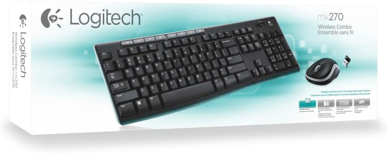 Logitech MK270 Kabelloses Set mit Tastatur und Maus für Windows, Spanisches QWERTY-Layout - Schwarz