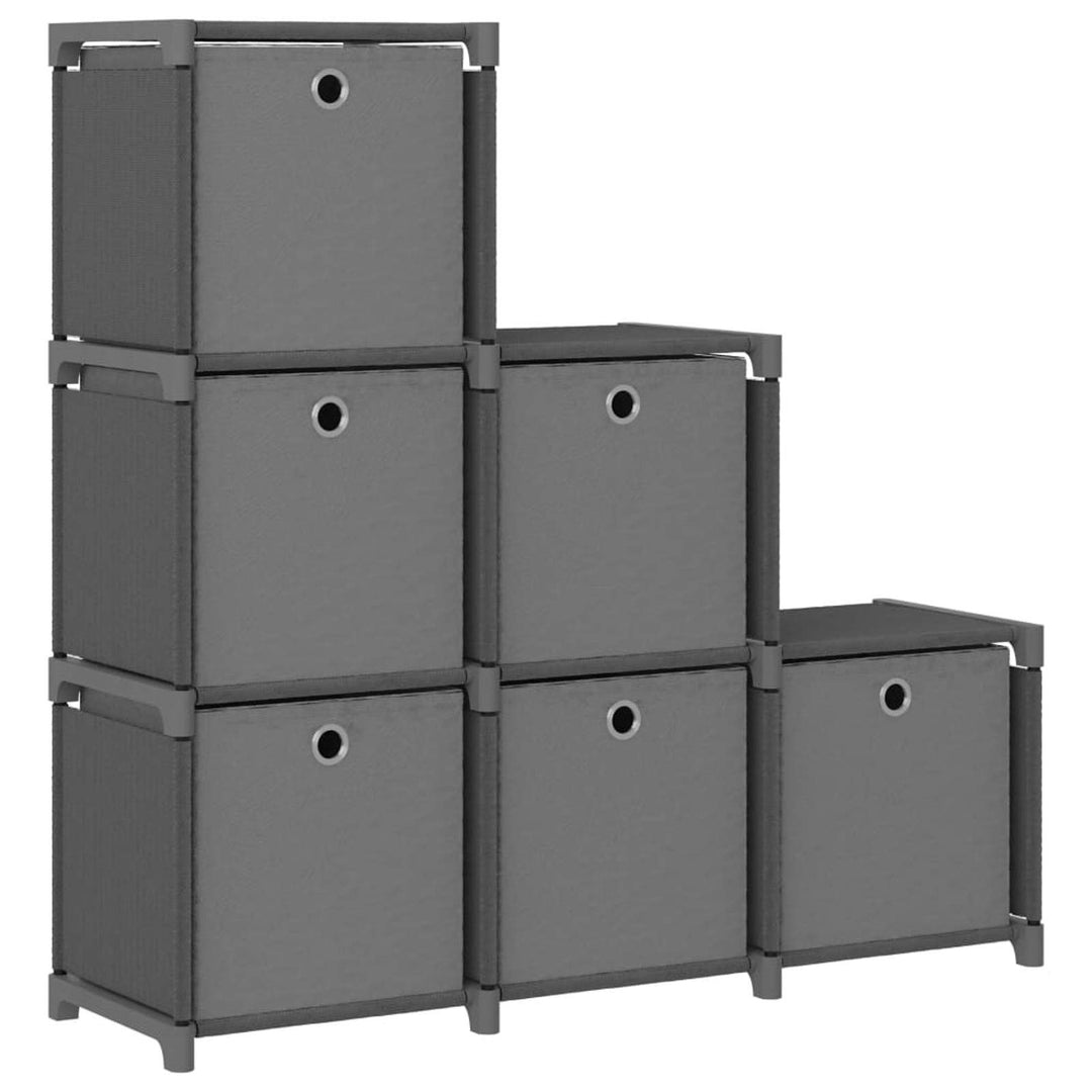 Tidyard Würfel-Regal mit Boxen 6 Fächer Wandregal Standregal Aktenregal Raumtrenner Büroregal Grau 1