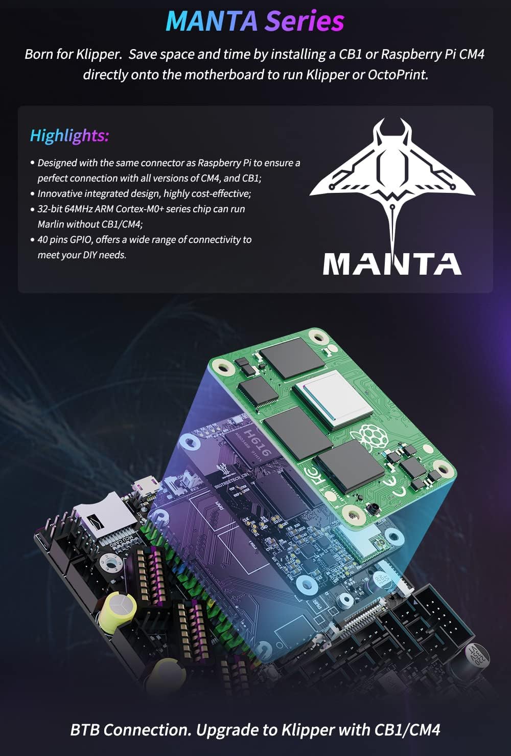 BIGTREETECH Manta E3 EZ Control Board 32Bit, Neues Upgrade Silent Board unterstützt Klipper-Firmware