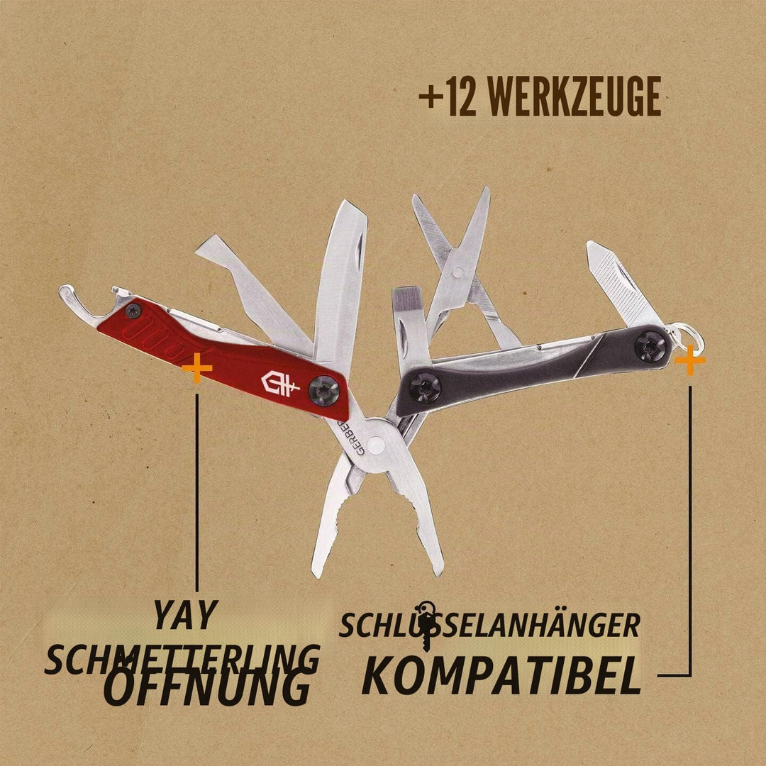 Gerber Multifunktionswerkzeug mit 12 Funktionen, Dime Pocket Multi-tool, Rot, 31-001040 Rot (US), Ro