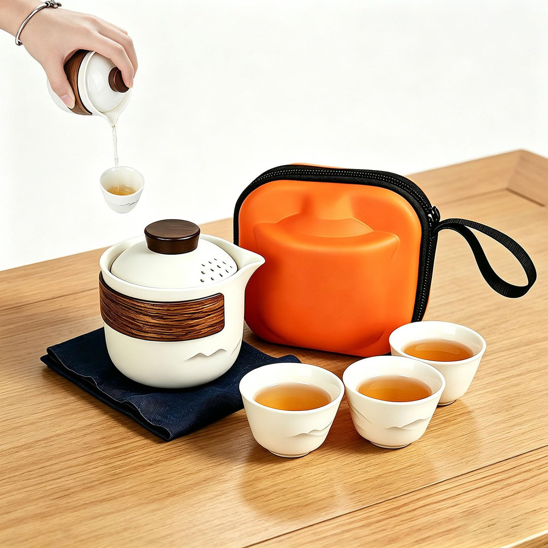 Chinesisches Gongfu-Tee-Set, Tee Set Teekanne Und Tasse, Tragbares Keramik tee kannen sets mit Reise