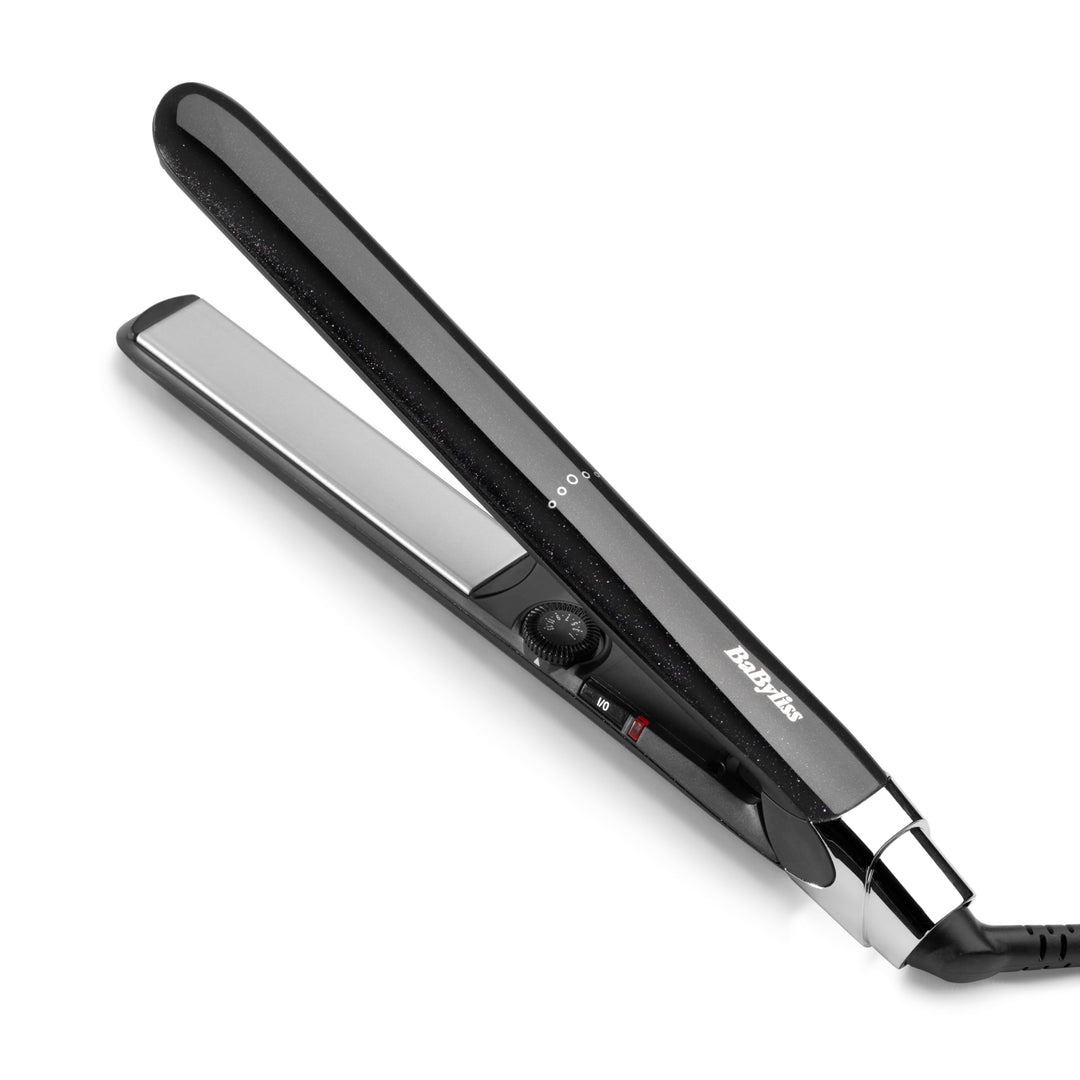 BaByliss Midnight Shine Glätteisen, Haarglätter mit Titan‑Keramikplatten, Extra lange Stylingplatten