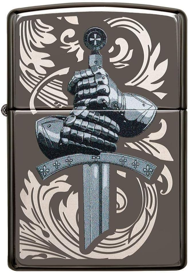 Zippo 49127 Unisex-Erwachsene Knights Glove Design Black IcePocketLighterFeuerzeug,Einheitsgrösse, B