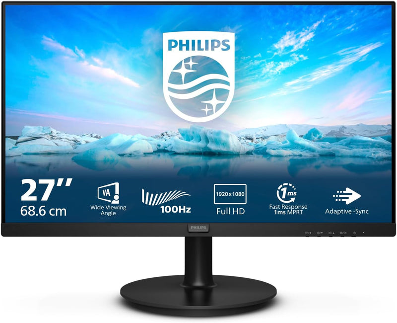 Philips 271V8L - 27 Zoll FHD Monitor, AdaptiveSync (1920x1080, 75 Hz, VGA, HDMI) schwarz ohne Lautsp