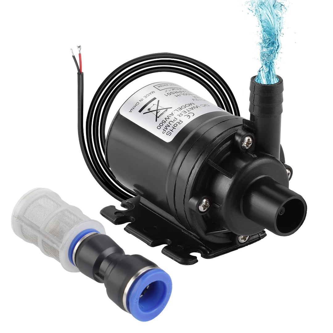 HSEAMALL DC 12 V Mini-Wasserpumpe mit Filter, bürstenlose Tauchwasserpumpe, Amphibienpumpe für Teich