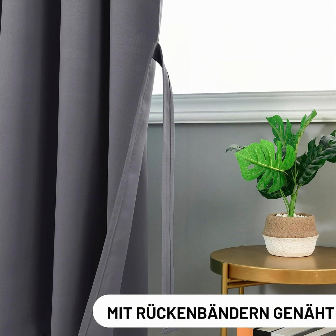 DWCN Vorhang Blickdicht mit Kräuselband Verdunkelungsgardinen mit Ösen 2 Stücke Wärmeisolierend Ther