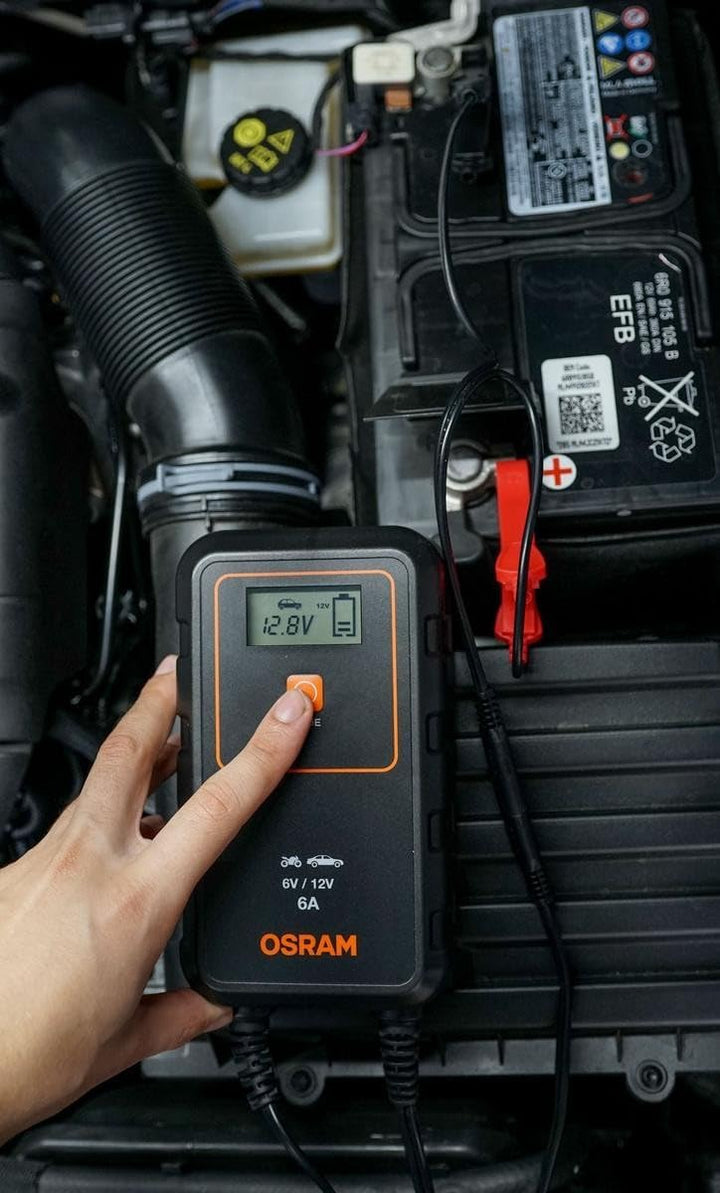 OSRAM BATTERYcharge 906, KFZ-Batteriewartungsgerät 12V, mobiles KFZ Batterieladegerät für PKW, Motor