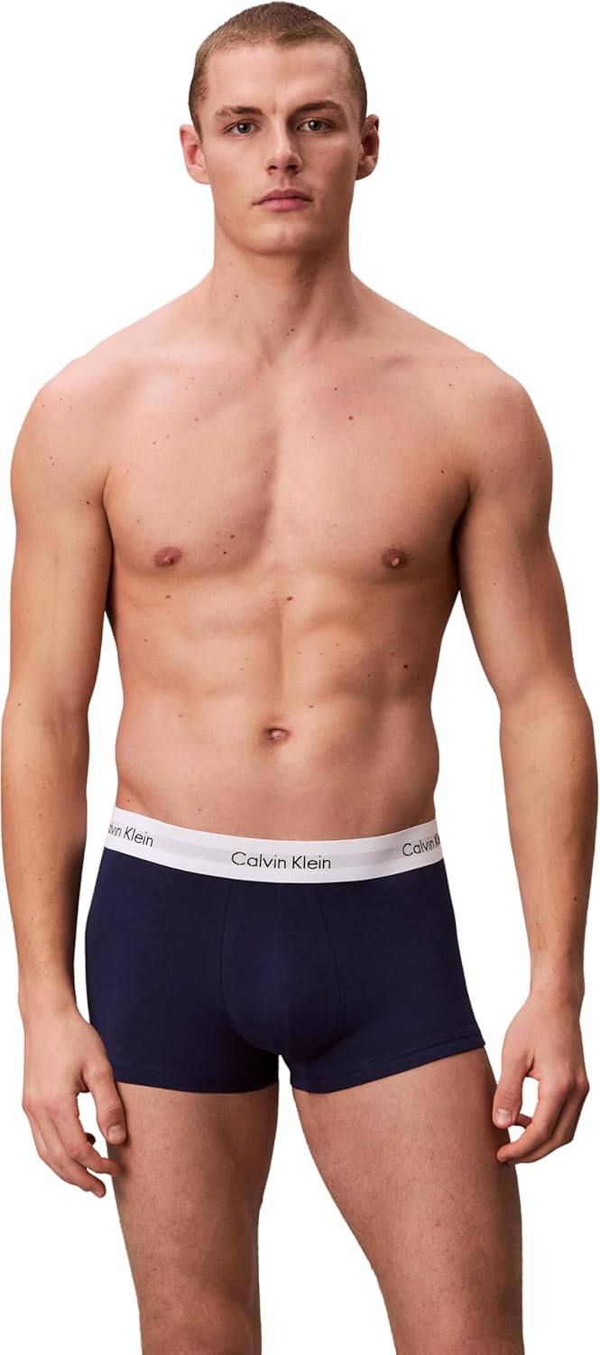Calvin Klein Herren Low Rise Trunk XL White/Red Ginger/Pyro Blue, XL White/Red Ginger/Pyro Blue