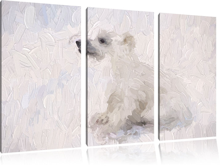 Pixxprint niedliches Eisbär Baby Kunst als Leinwandbild/Grösse: 3 Teilig (120x80) / Wandbild/Kunstdr