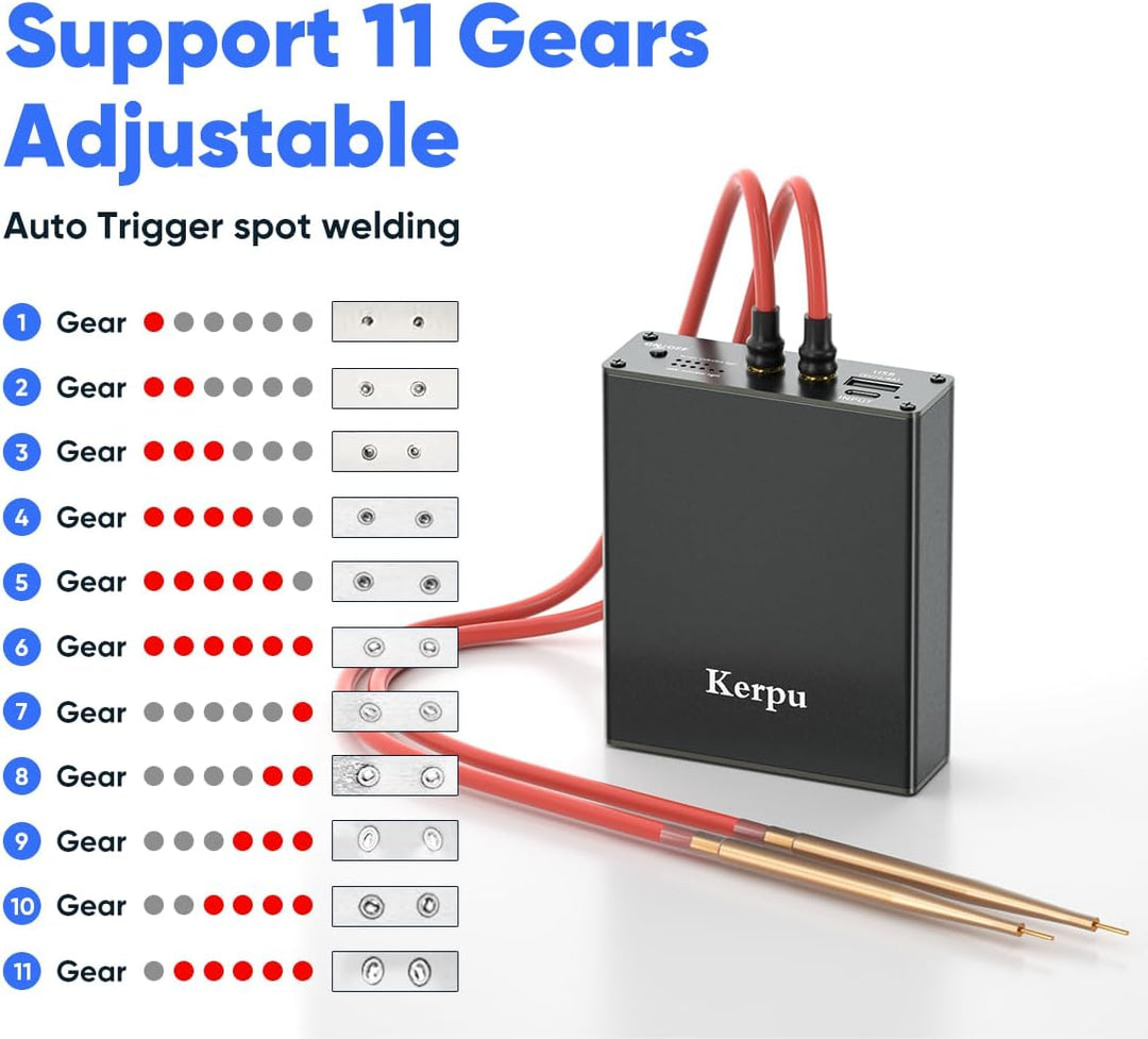 Akku Punktschweissgerät,Kerpu Batterien Punktschweissgerät im Taschenformat mit 11 einstellbaren Gän