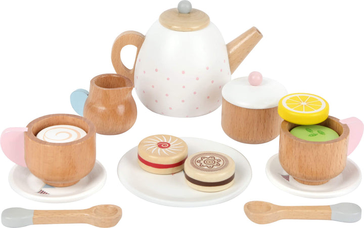 small foot Teeservice "Kinderküche" aus Holz, Zubehör für Kinderküche / Spielküche mit 17 Teilen, ab