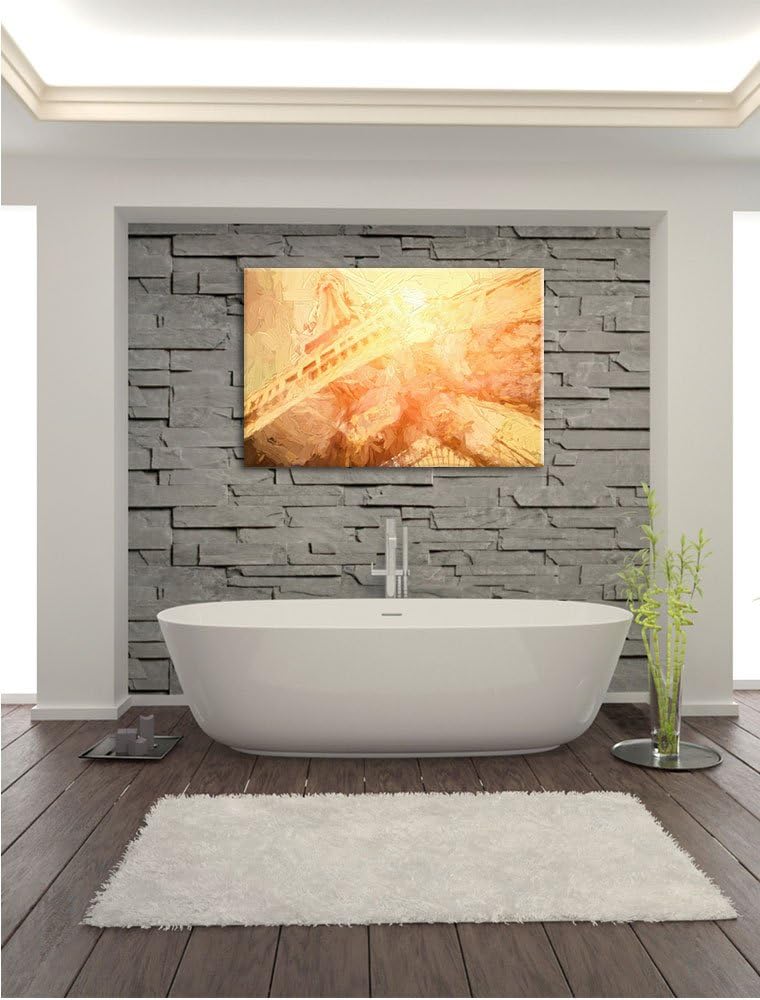 Pixxprint Eiffelturm im Sonnenschein/Format: 100x70cm / Leinwandbild fertig bespannt Wandbild Kunstd