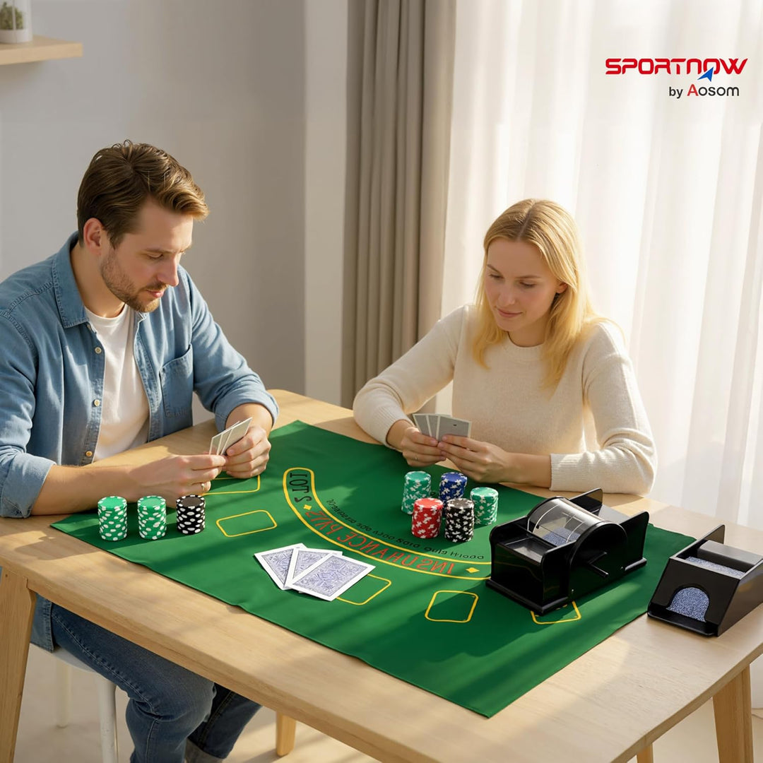 SPORTNOW Pokerkoffer abschliessbar Pokerset mit Koffer 300 Chips Karten 5 Würfel Dealer Button Karte