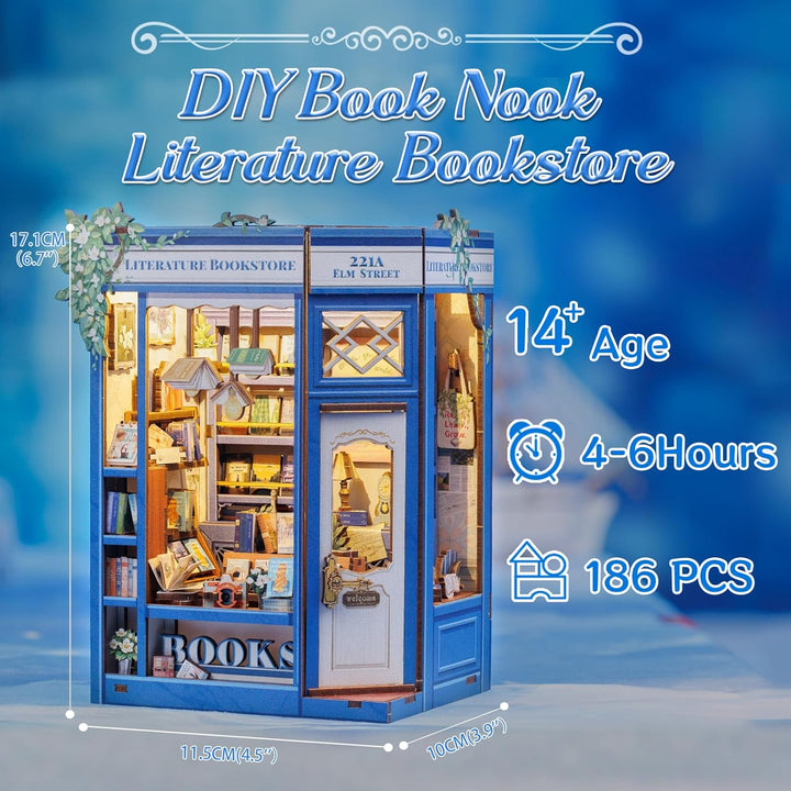 CUTEBEE DIY Book Nook - DIY Puppenhaus Häuser, Miniatur Haus Selber Bauen mit LED-Beleuchtung | Krea