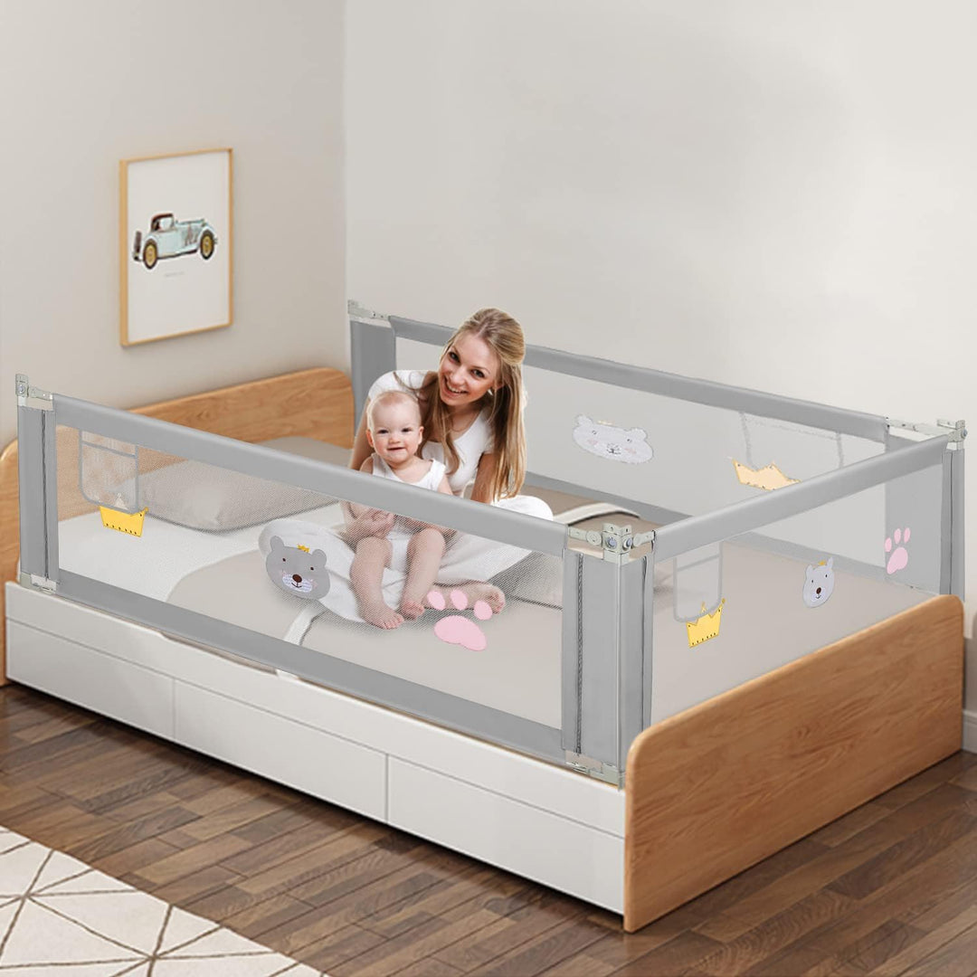 180cm Bettgitter Rausfallschutz, Kinderbettgitter Höhenverstellbar 70-98cm, Bettschutzgitter für Kin
