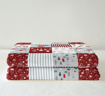 Weihnachten Decke 150x200 Rot Grau Weiss Flickwerk Fleece Decke Schneeflocke Lebkuchen Schneemann Fu