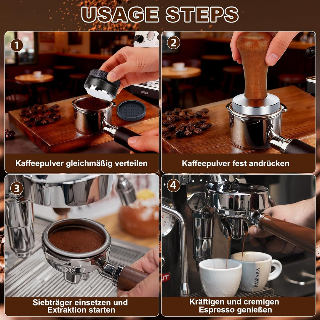 mobumeia Espresso Tamper 51 mm, Distributor 51mm, Espresso Zubehör mit Silikonkissen, Kaffeestampfer