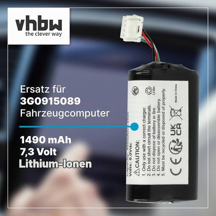 vhbw Akku Ersatz für VW 3G0915089 für Telematik-Steuergerät (1,49 Ah, 7,3 V, Li-Ion)