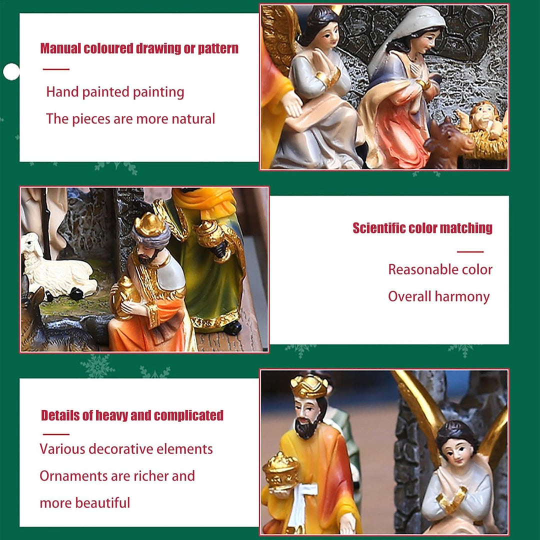 Gereton Die Real Life Krippe, Weihnachtskrippe Stabil, Religiöse Krippenfiguren Krippenhaus Statuen