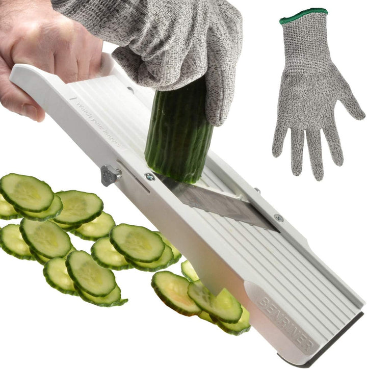 Benriner Mandoline Gemüseschneider Gemüsehobel 64 mm 95 mm 120 mm weiss inkl. Julienne Ersatzklingen