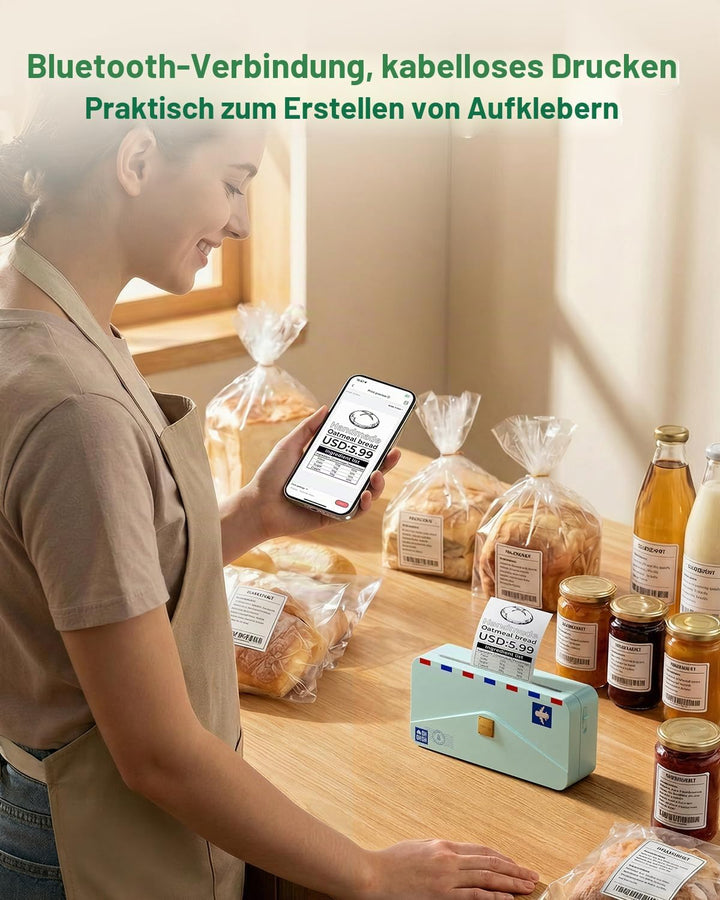 Phomemo Mini Drucker M04AS 4" Mini Thermodrucker Handy Bluetooth 15/53/80/110mm Druckbreite, 304dpi,