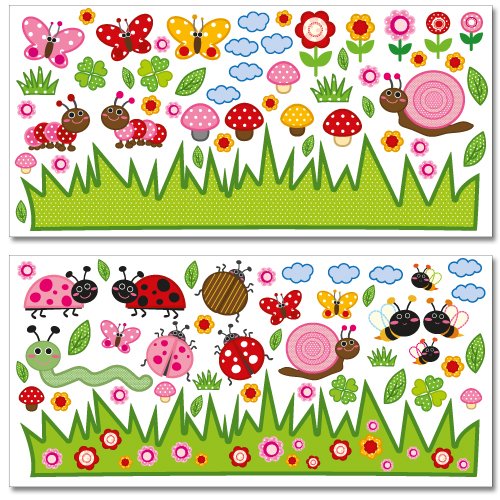 Wandkings Krabbelwelt Wandsticker Megapack Set, 95 Aufkleber, Gesamtfläche 260 x 70 cm