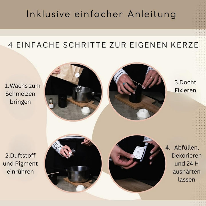 Premium DIY Kerzen Selber Machen Set – Geschenk-Edition | 2× Kerzendosen mit Deckel | Schmelzpfanne,