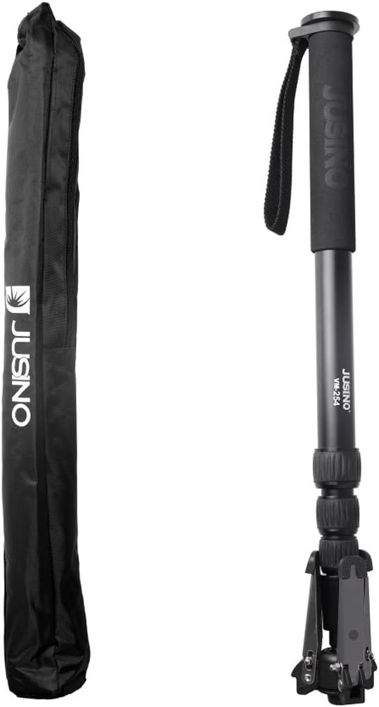Jusino Aluminium-Monopod mit abnehmbarem Fuss/Tischstativ (6kg Belastbarkeit, Schnelldrehverschlüsse