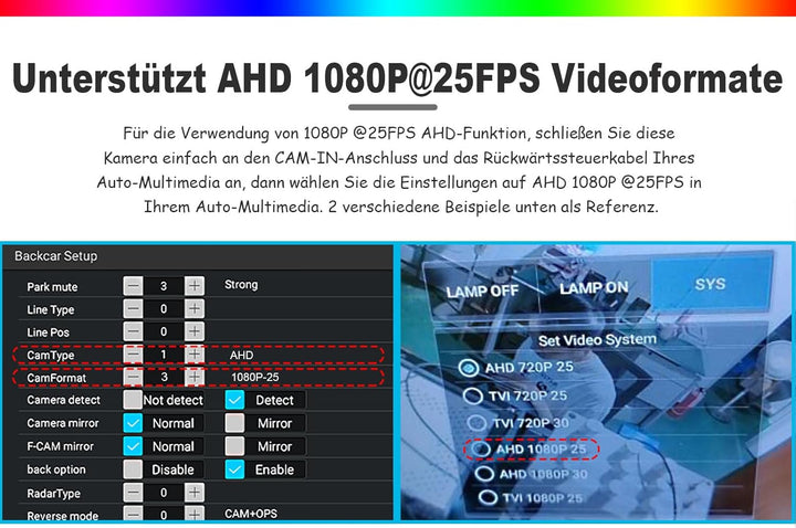 ERISIN AHD 1080P Rückfahrkamera mit Parksensor, Rückfahrkamera-Assistent für Autos, 150-Grad-Blickwi