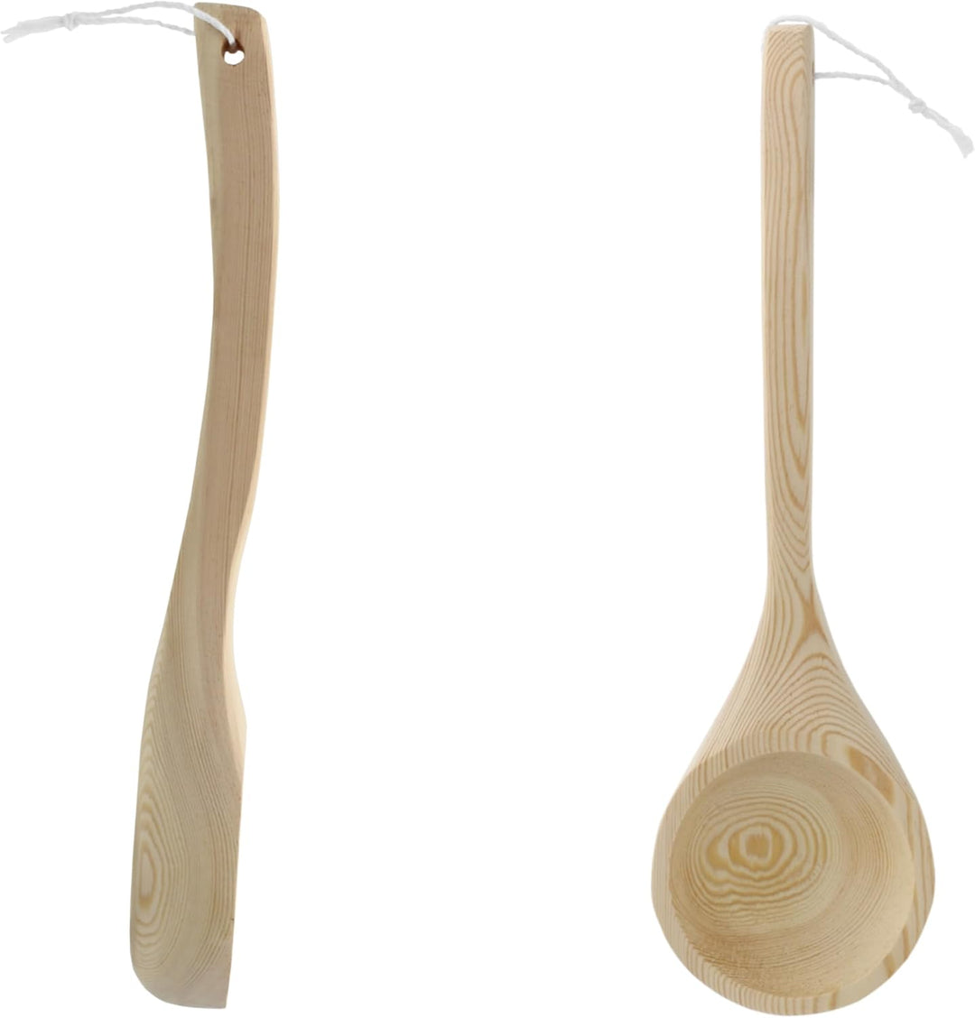 HAF® Saunakübel Set Nadelholz 5 Liter mit Einsatz, 40cm Saunakelle Kiefernholz, Sanduhr und Klimames