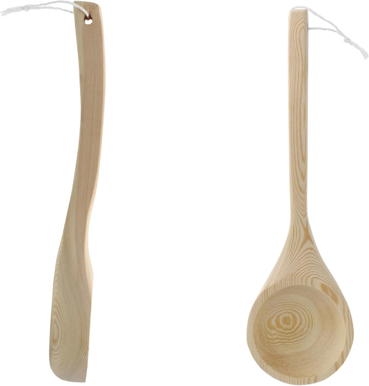 HAF® Saunakübel Set Nadelholz 5 Liter mit Einsatz, 40cm Saunakelle Kiefernholz, Sanduhr und Klimames