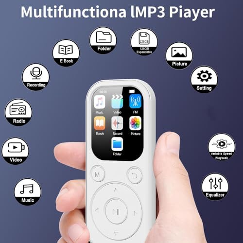 MP3 Player mit Bluetooth 5.4 &amp; HiFi Lautsprecher, 2,01 Bildschirm MP4 Player, Sprachaufzeichnung, 12