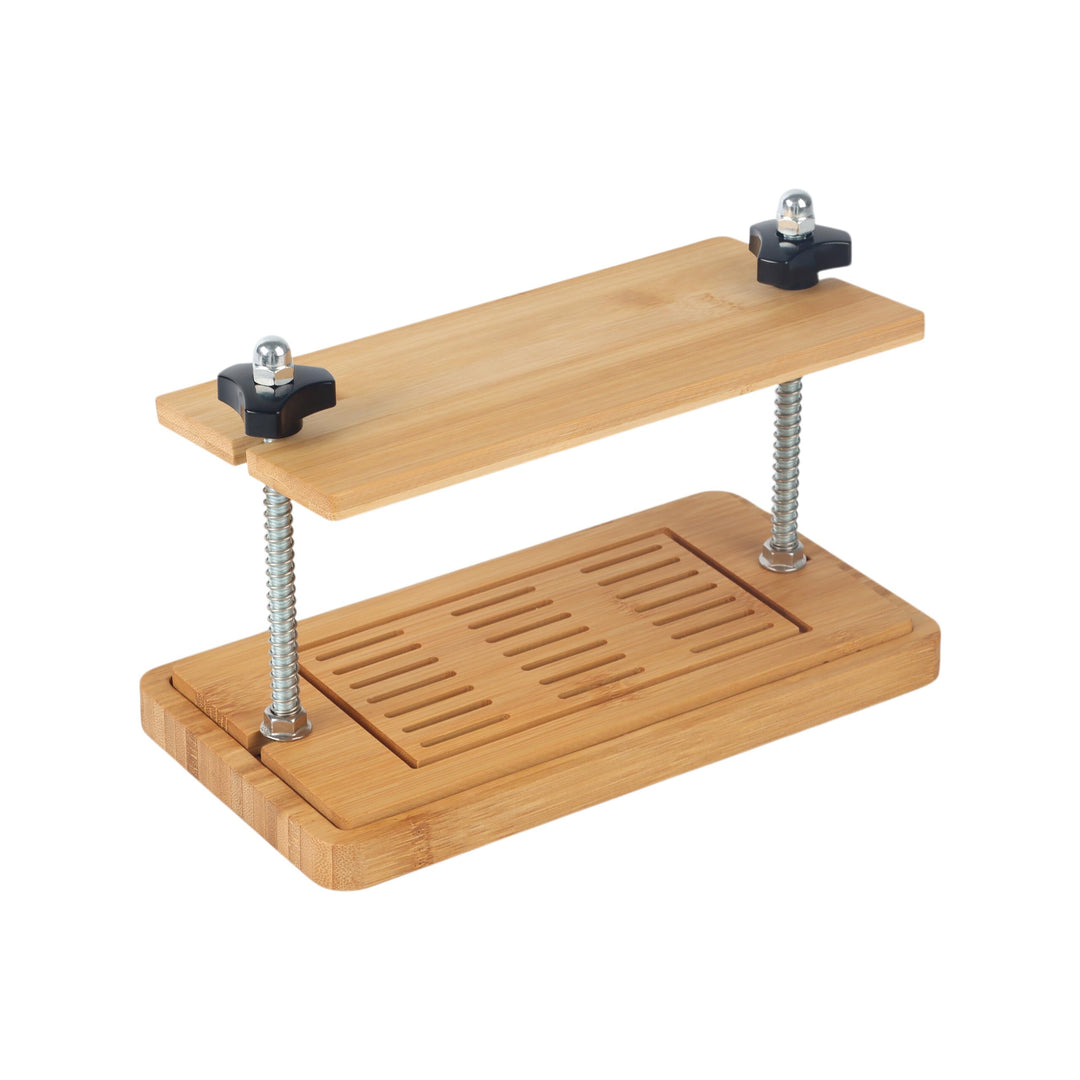 Relaxdays Tofupresse, Bambus, Edelstahl, HxBxT: 17,5 x 25,5 x 14 cm, Pressform vegan, Tofuform mit A